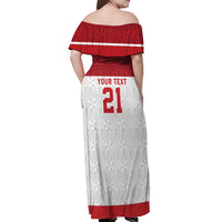 Queensland Tonga Custom Off Shoulder Maxi Dress QLD with Tongan Ngatu Pattern