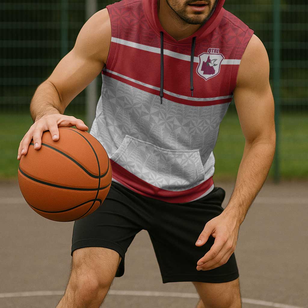 Queensland Tonga Custom Sleeveless Hoodie QLD with Tongan Ngatu Pattern - Polynesian Pride