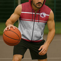 Queensland Tonga Custom Sleeveless Zip Hoodie QLD with Tongan Ngatu Pattern - Polynesian Pride