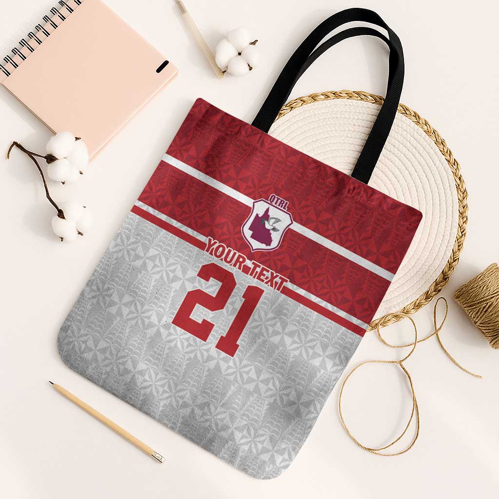 Queensland Tonga Custom Tote Bag QLD with Tongan Ngatu Pattern - Polynesian Pride