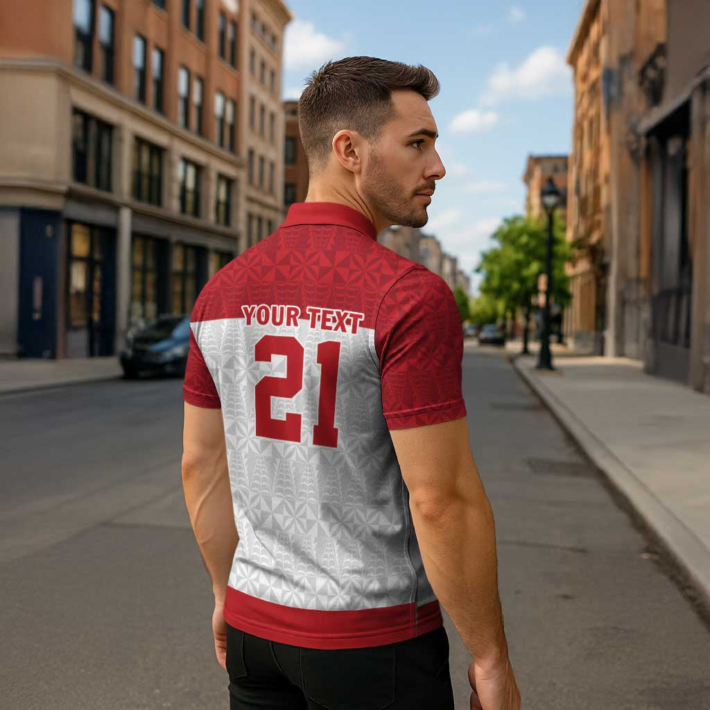 Queensland Tonga Custom Zipper Polo Shirt QLD with Tongan Ngatu Pattern - Polynesian Pride