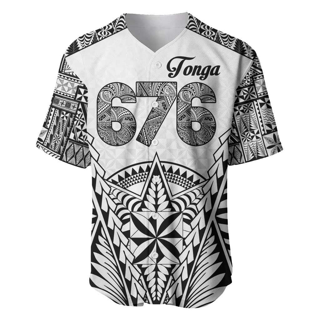 Personalised Tonga 676 Baseball Jersey Tribal Kupesi Ngatu Unique LT9 White - Polynesian Pride