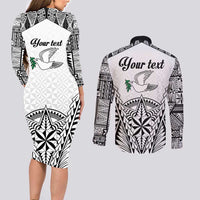 Personalised Tonga 676 Couples Matching Long Sleeve Bodycon Dress and Long Sleeve Button Shirt Tribal Kupesi Ngatu Unique