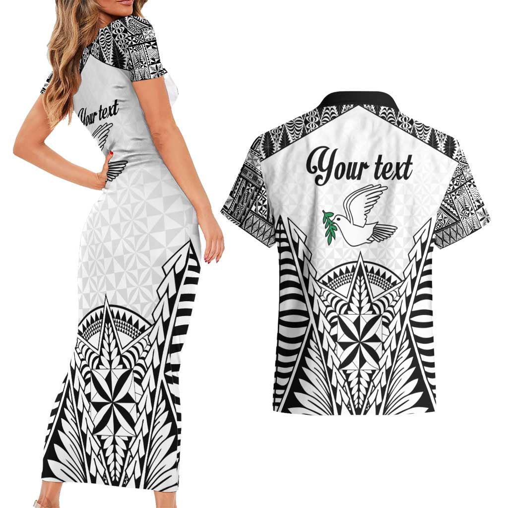 Personalised Tonga 676 Couples Matching Short Sleeve Bodycon Dress and Hawaiian Shirt Tribal Kupesi Ngatu Unique