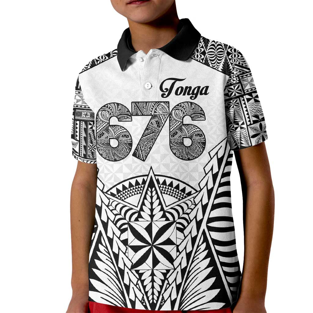 Personalised Tonga 676 Kid Polo Shirt Tribal Kupesi Ngatu Unique LT9 Kid White - Polynesian Pride