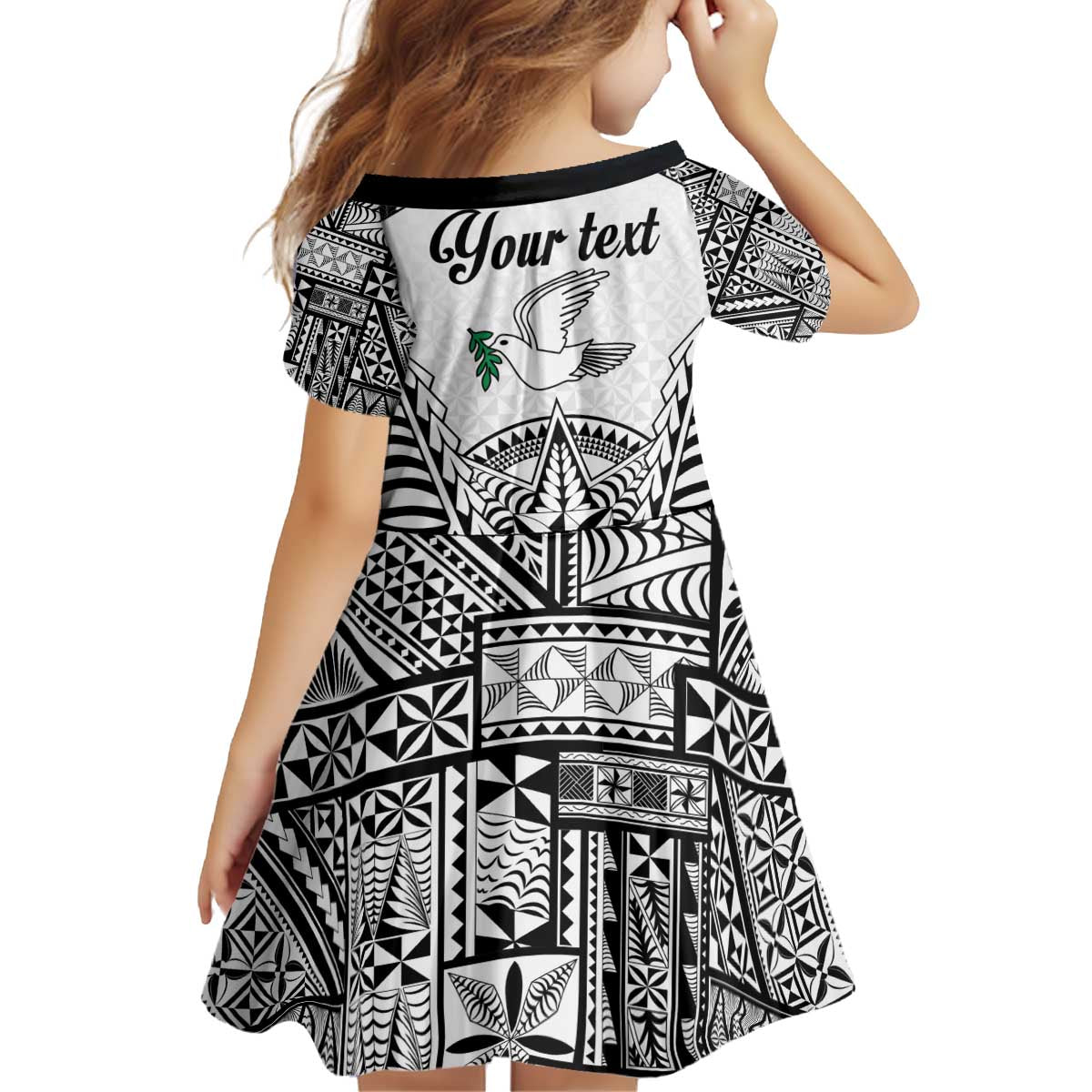 Personalised Tonga 676 Kid Short Sleeve Dress Tribal Kupesi Ngatu Unique LT9 - Polynesian Pride