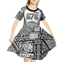 Personalised Tonga 676 Kid Short Sleeve Dress Tribal Kupesi Ngatu Unique LT9 - Polynesian Pride