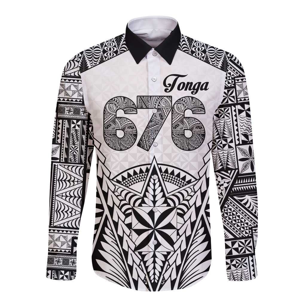 Personalised Tonga 676 Long Sleeve Button Shirt Tribal Kupesi Ngatu Unique LT9 Unisex White - Polynesian Pride