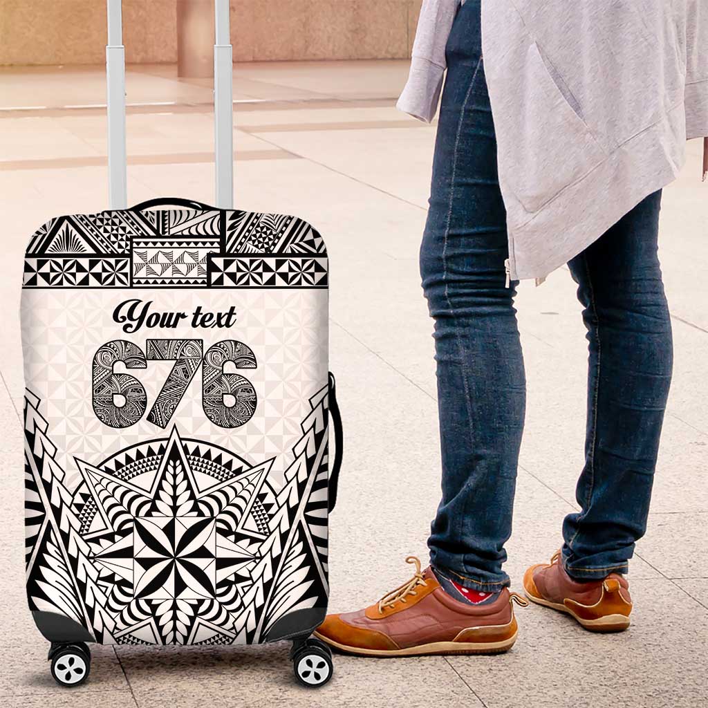 Personalised Tonga 676 Luggage Cover Tribal Kupesi Ngatu Unique LT9 White - Polynesian Pride