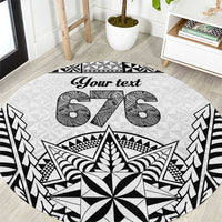 Personalised Tonga 676 Round Carpet Tribal Kupesi Ngatu Unique LT9 White - Polynesian Pride