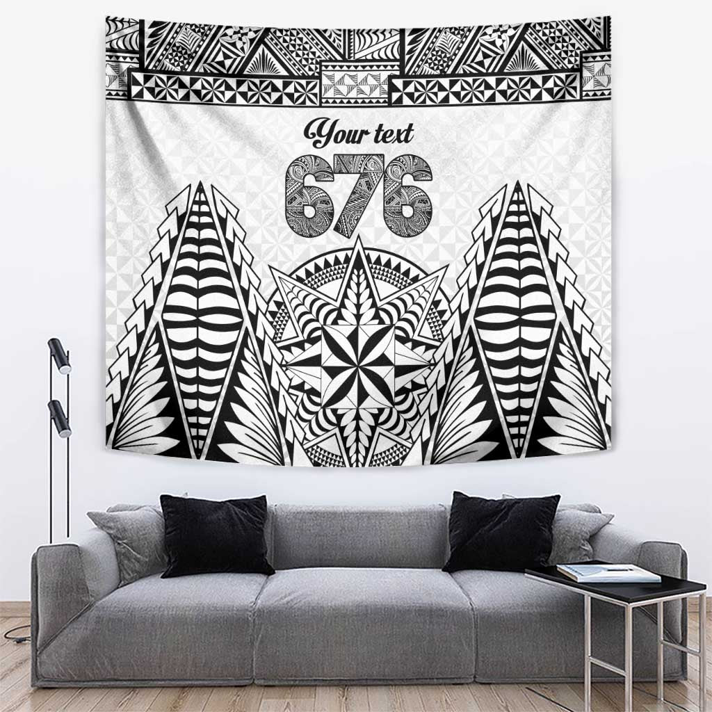 Personalised Tonga 676 Tapestry Tribal Kupesi Ngatu Unique LT9 White - Polynesian Pride