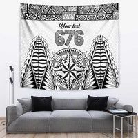 Personalised Tonga 676 Tapestry Tribal Kupesi Ngatu Unique LT9 White - Polynesian Pride