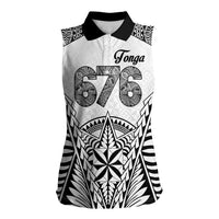 Personalised Tonga 676 Women Sleeveless Polo Shirt Tribal Kupesi Ngatu Unique LT9 Female White - Polynesian Pride