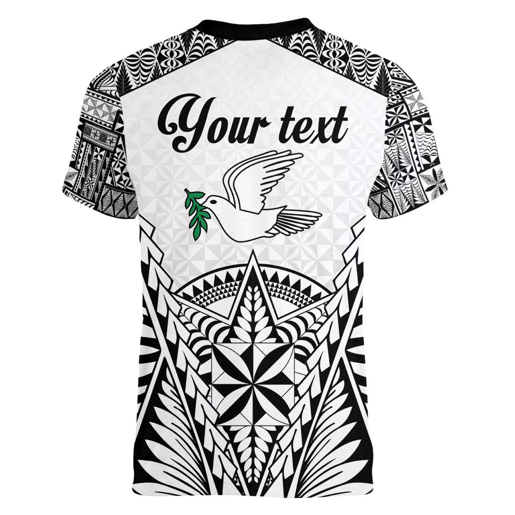 Personalised Tonga 676 Women V-Neck T-Shirt Tribal Kupesi Ngatu Unique LT9 - Polynesian Pride