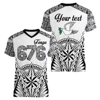 Personalised Tonga 676 Women V-Neck T-Shirt Tribal Kupesi Ngatu Unique LT9 - Polynesian Pride