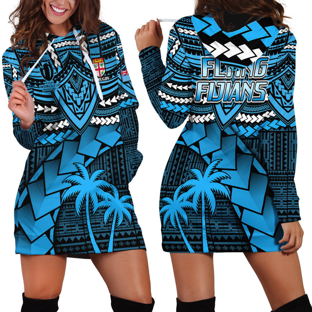 Fiji Rugby Hoodie Dress Go Fijian Tapa Arty with World Cup Vibe LT9 - Polynesian Pride