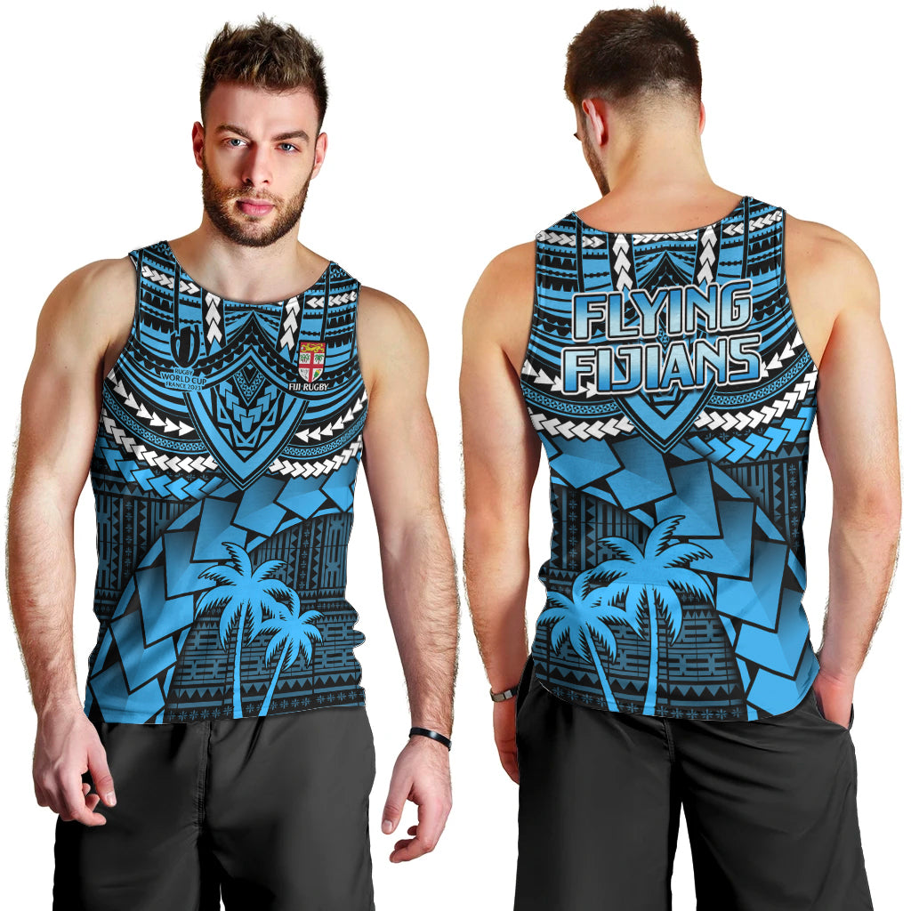 Fiji Rugby Men Tank Top Go Fijian Tapa Arty with World Cup Vibe LT9 - Polynesian Pride