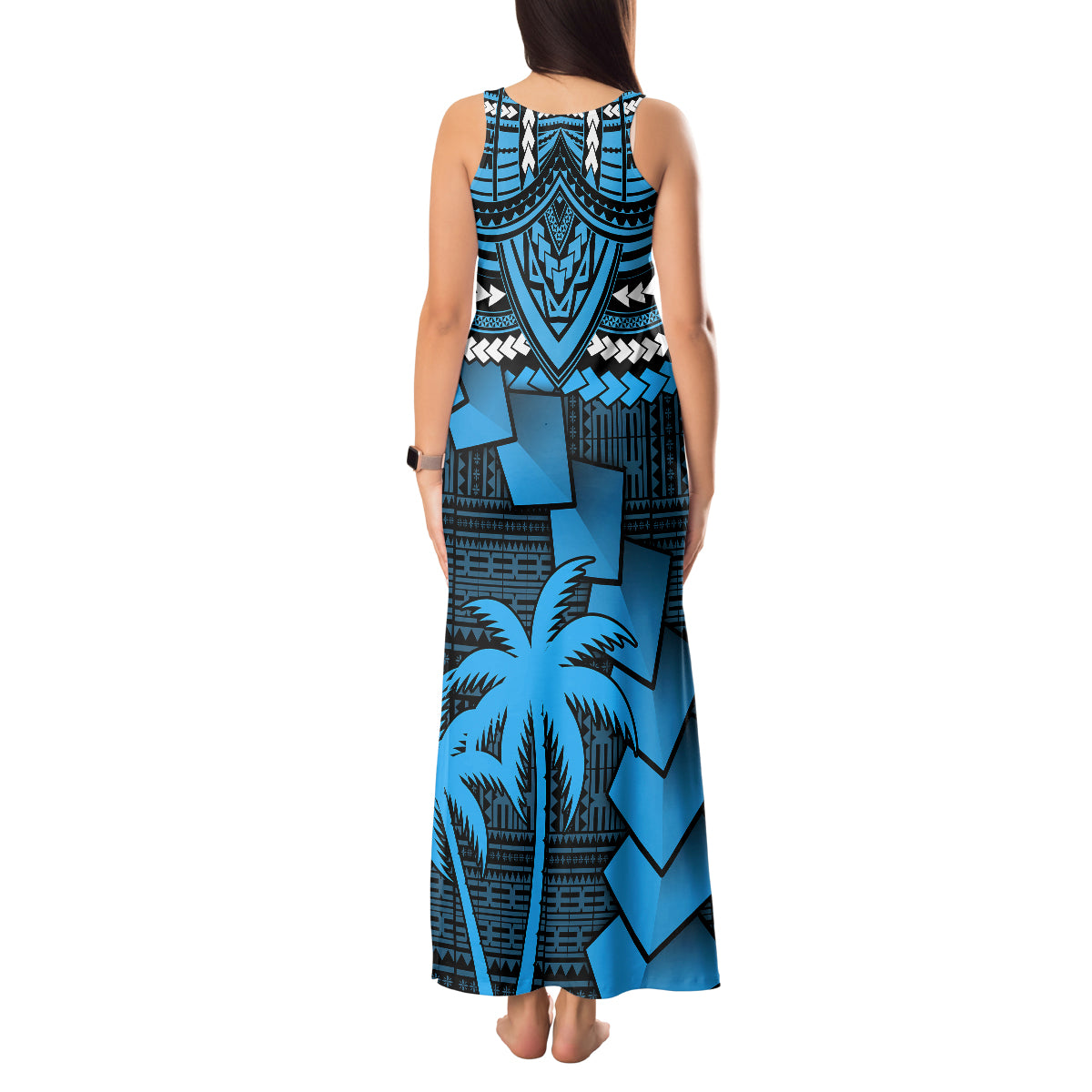 Fiji Rugby Tank Maxi Dress Go Fijian Tapa Arty with World Cup Vibe LT9 - Polynesian Pride
