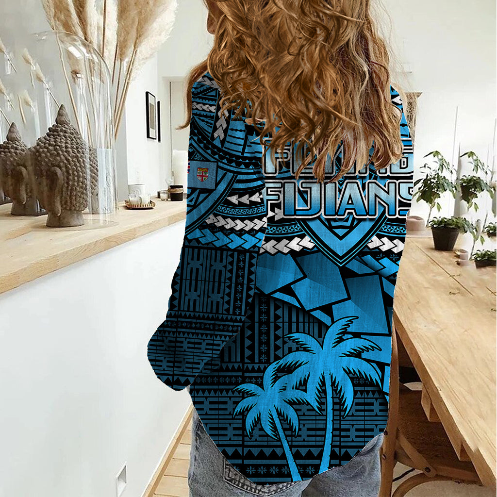 Fiji Rugby Women Casual Shirt Go Fijian Tapa Arty with World Cup Vibe LT9 - Polynesian Pride