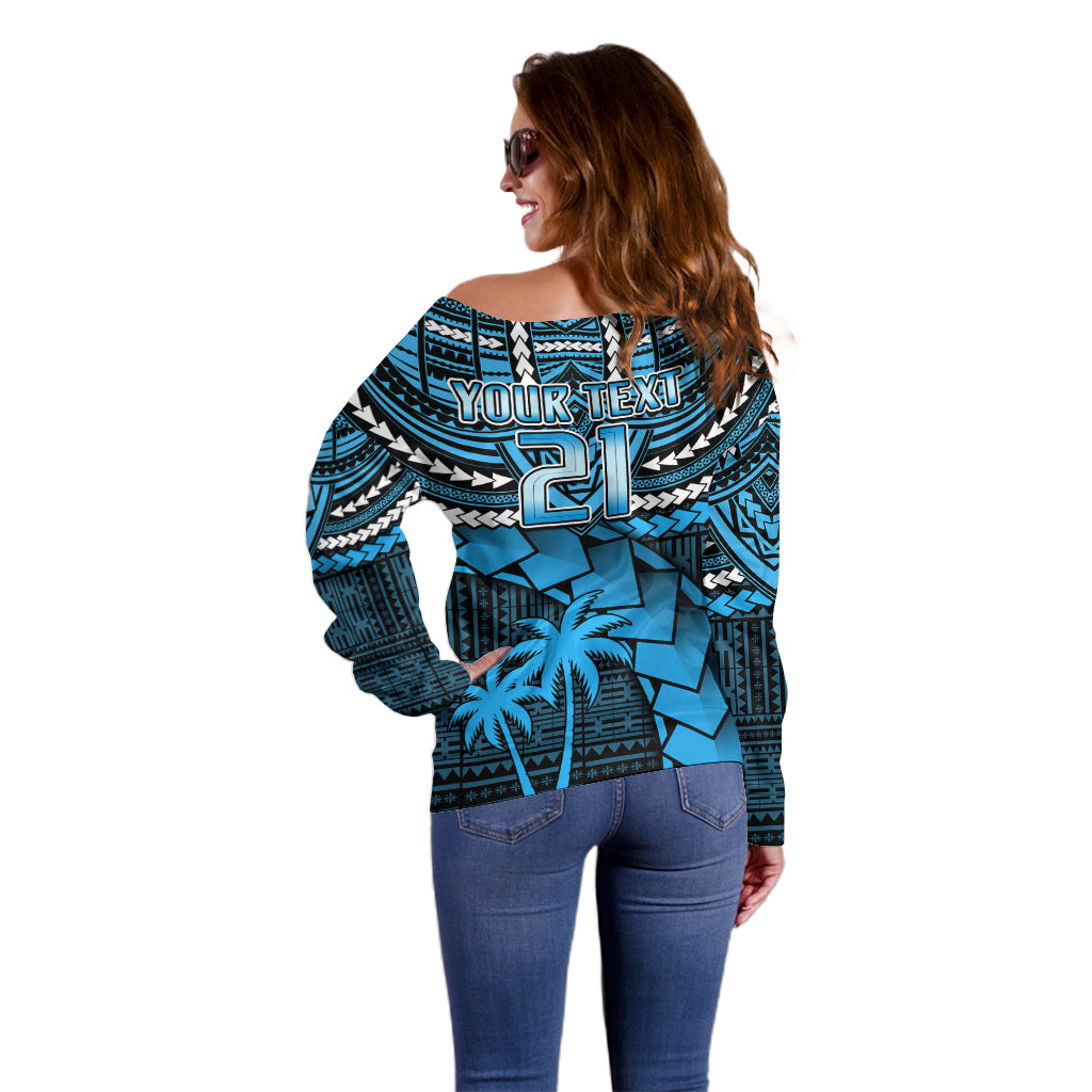 Custom Fiji Rugby Off Shoulder Sweater Go Fijian Tapa Arty with World Cup Vibe LT9 - Polynesian Pride