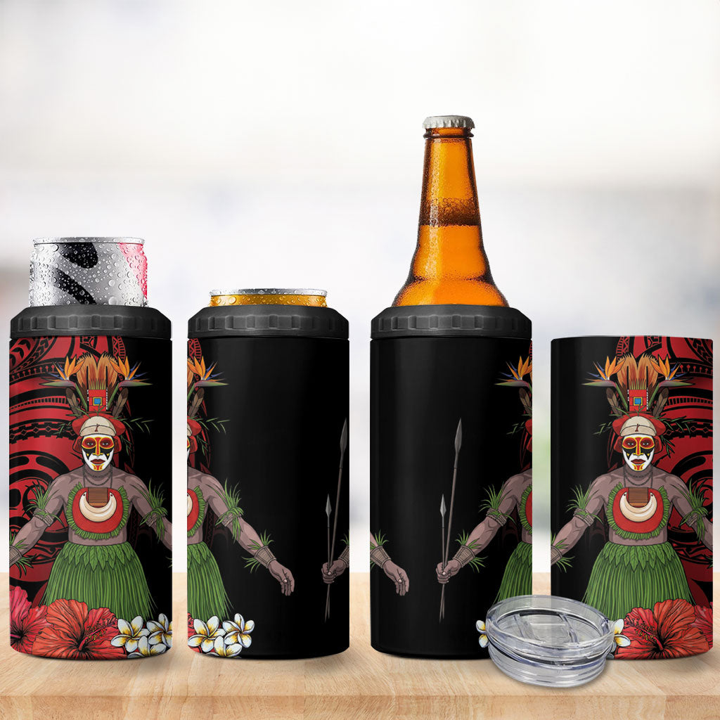 Huli Wigmen Tribe Hela Province 4 in 1 Can Cooler Tumbler Papua New Guinea Indigenous Pattern LT9 - Polynesian Pride