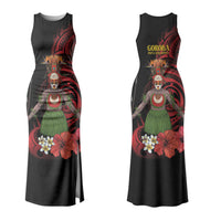 Huli Wigmen Tribe Hela Province Family Matching Tank Maxi Dress and Hawaiian Shirt Papua New Guinea Indigenous Pattern LT9 Mom's Dress Black - Polynesian Pride