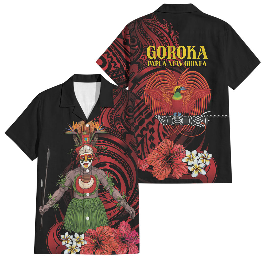 Huli Wigmen Tribe Hela Province Family Matching Tank Maxi Dress and Hawaiian Shirt Papua New Guinea Indigenous Pattern LT9 Dad's Shirt - Short Sleeve Black - Polynesian Pride