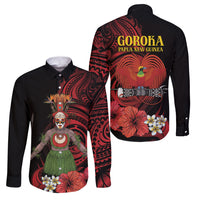 Huli Wigmen Tribe Hela Province Family Matching Tank Maxi Dress and Hawaiian Shirt Papua New Guinea Indigenous Pattern LT9 Dad's Shirt - Long Sleeve Black - Polynesian Pride