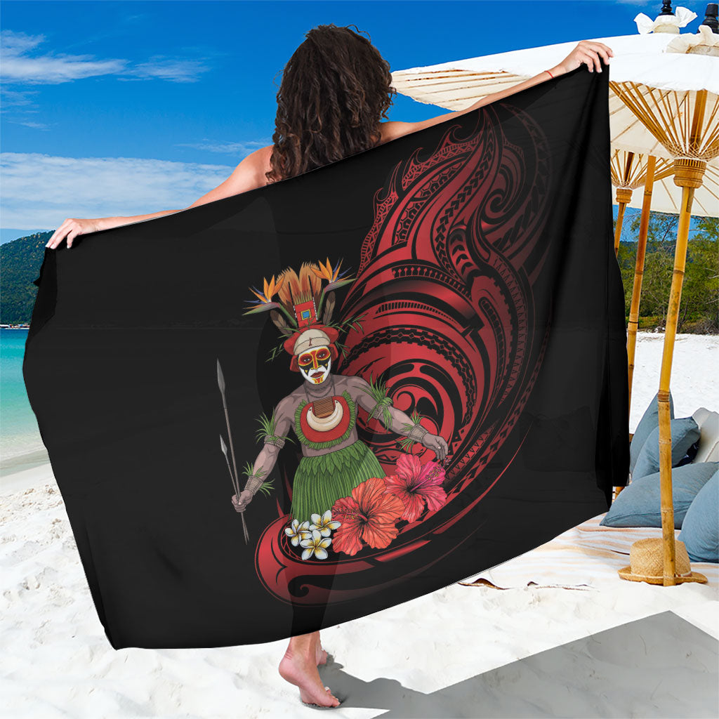 Huli Wigmen Tribe Hela Province Sarong Papua New Guinea Indigenous Pattern LT9 One Size 44 x 66 inches Black - Polynesian Pride