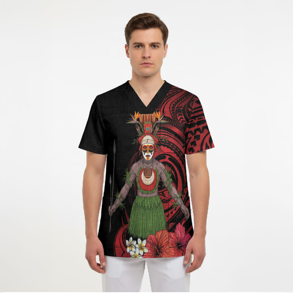 Huli Wigmen Tribe Hela Province Scrub Top Papua New Guinea Indigenous Pattern LT9 - Polynesian Pride