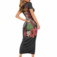 Huli Wigmen Tribe Hela Province Short Sleeve Bodycon Dress Papua New Guinea Indigenous Pattern LT9 - Polynesian Pride