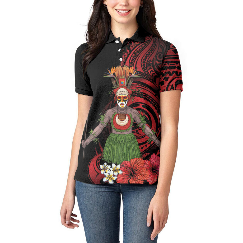 Huli Wigmen Tribe Hela Province Women Polo Shirt Papua New Guinea Indigenous Pattern LT9 - Polynesian Pride