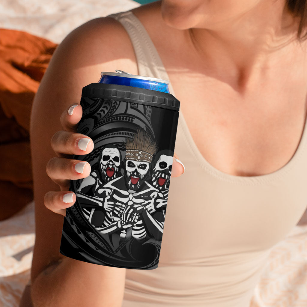 Skeleton Tribe Simbu Province 4 in 1 Can Cooler Tumbler Papua New Guinea Indigenous Pattern LT9 - Polynesian Pride