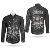 Skeleton Tribe Simbu Province Couples Matching Off Shoulder Short Dress and Long Sleeve Button Shirt Papua New Guinea Indigenous Pattern LT9 - Polynesian Pride