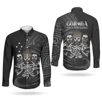 Skeleton Tribe Simbu Province Couples Matching Summer Maxi Dress and Long Sleeve Button Shirt Papua New Guinea Indigenous Pattern LT9 - Polynesian Pride