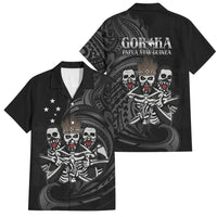 Skeleton Tribe Simbu Province Family Matching Off Shoulder Maxi Dress and Hawaiian Shirt Papua New Guinea Indigenous Pattern LT9 Dad's Shirt - Short Sleeve Black - Polynesian Pride