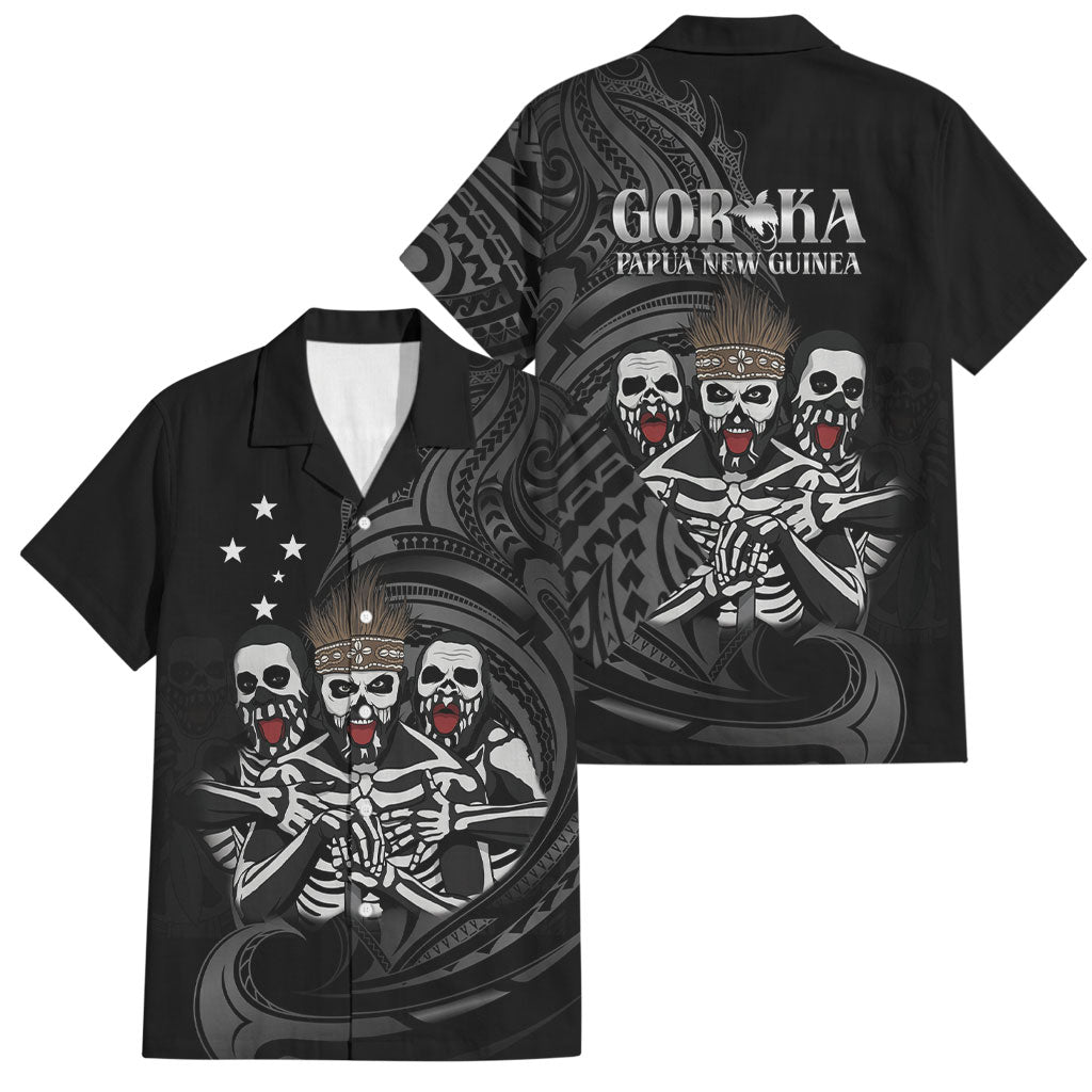 Skeleton Tribe Simbu Province Family Matching Off Shoulder Short Dress and Hawaiian Shirt Papua New Guinea Indigenous Pattern LT9 Dad's Shirt - Short Sleeve Black - Polynesian Pride