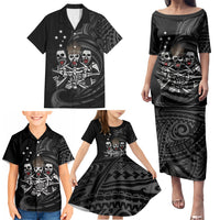 Skeleton Tribe Simbu Province Family Matching Puletasi and Hawaiian Shirt Papua New Guinea Indigenous Pattern LT9 - Polynesian Pride