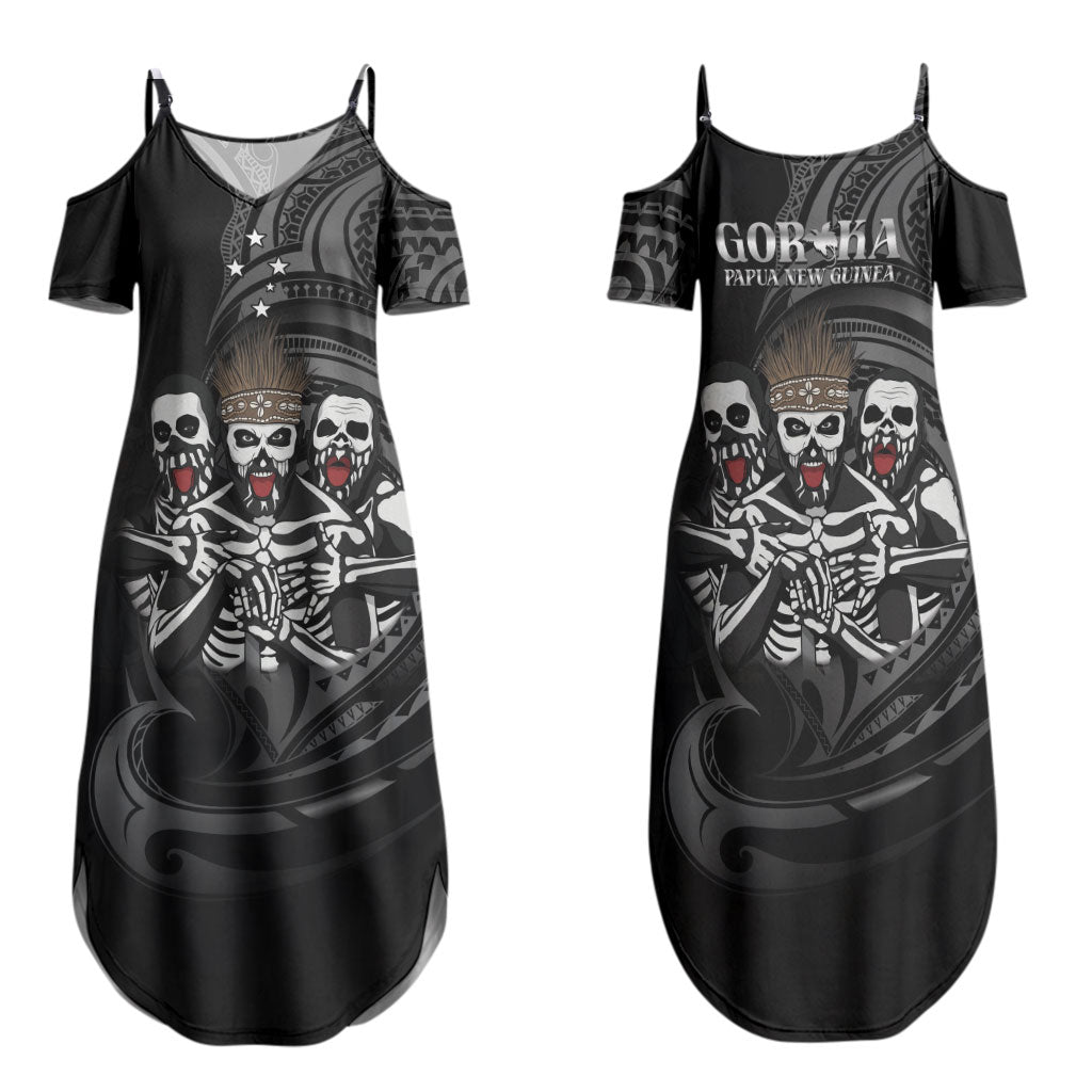Skeleton Tribe Simbu Province Family Matching Summer Maxi Dress and Hawaiian Shirt Papua New Guinea Indigenous Pattern LT9 Mom's Dress Black - Polynesian Pride