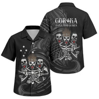 Skeleton Tribe Simbu Province Family Matching Tank Maxi Dress and Hawaiian Shirt Papua New Guinea Indigenous Pattern LT9 Son's Shirt Black - Polynesian Pride