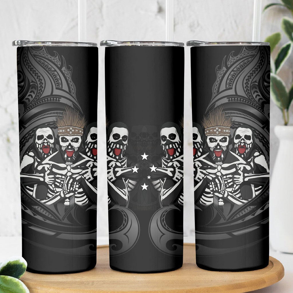 Skeleton Tribe Simbu Province Skinny Tumbler Papua New Guinea Indigenous Pattern LT9 - Polynesian Pride