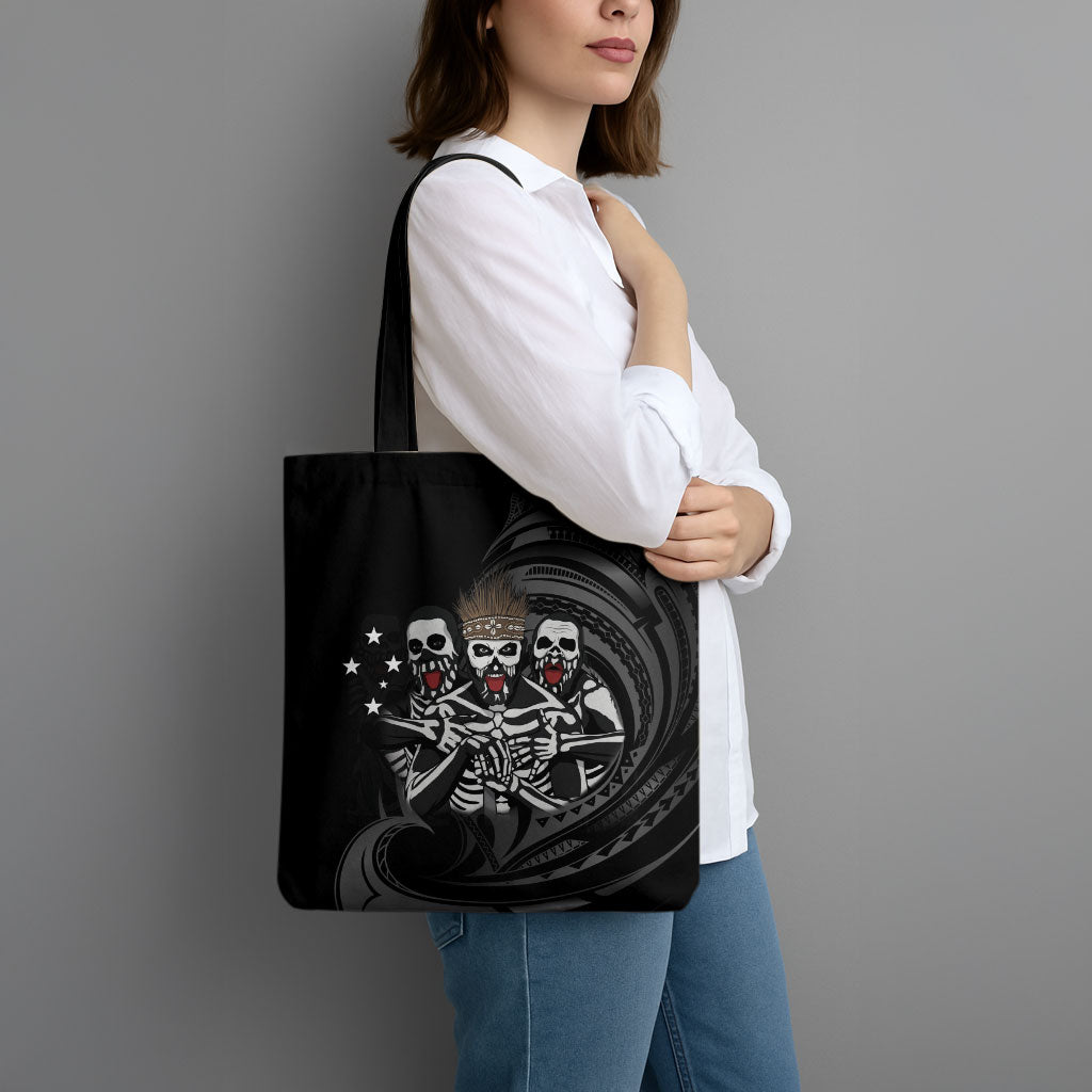 Skeleton Tribe Simbu Province Tote Bag Papua New Guinea Indigenous Pattern LT9 - Polynesian Pride