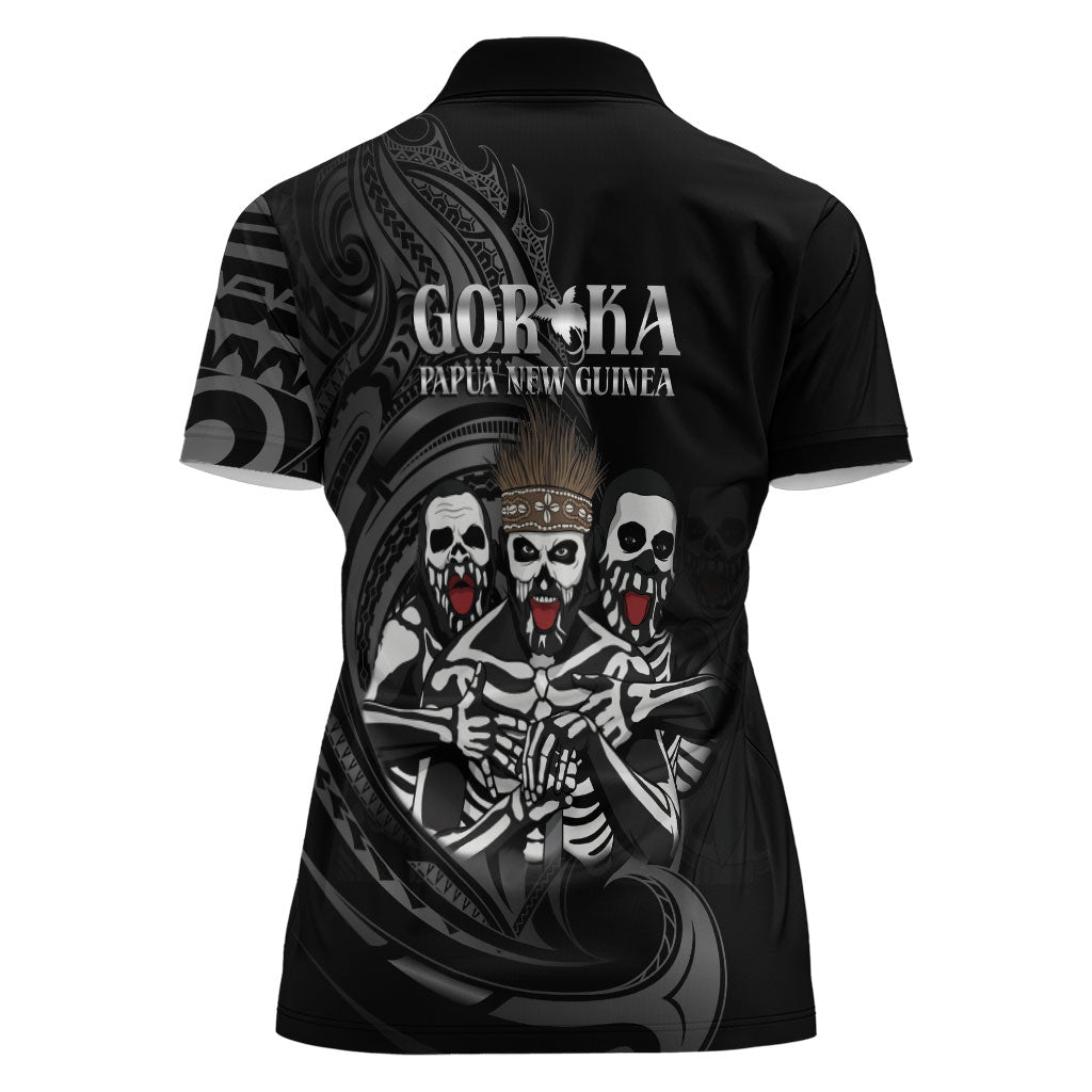 Skeleton Tribe Simbu Province Women Polo Shirt Papua New Guinea Indigenous Pattern LT9 - Polynesian Pride