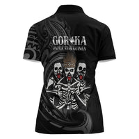 Skeleton Tribe Simbu Province Women Polo Shirt Papua New Guinea Indigenous Pattern LT9 - Polynesian Pride