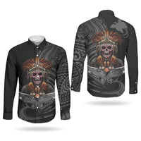 Mokomoko Tribe Eastern Highlands Province Couples Matching Mermaid Dress and Long Sleeve Button Shirt Papua New Guinea Indigenous Pattern LT9 - Polynesian Pride