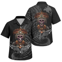 Mokomoko Tribe Eastern Highlands Province Family Matching Tank Maxi Dress and Hawaiian Shirt Papua New Guinea Indigenous Pattern LT9 Son's Shirt Black - Polynesian Pride