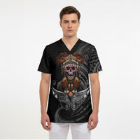 Mokomoko Tribe Eastern Highlands Province Scrub Top Papua New Guinea Indigenous Pattern LT9 - Polynesian Pride