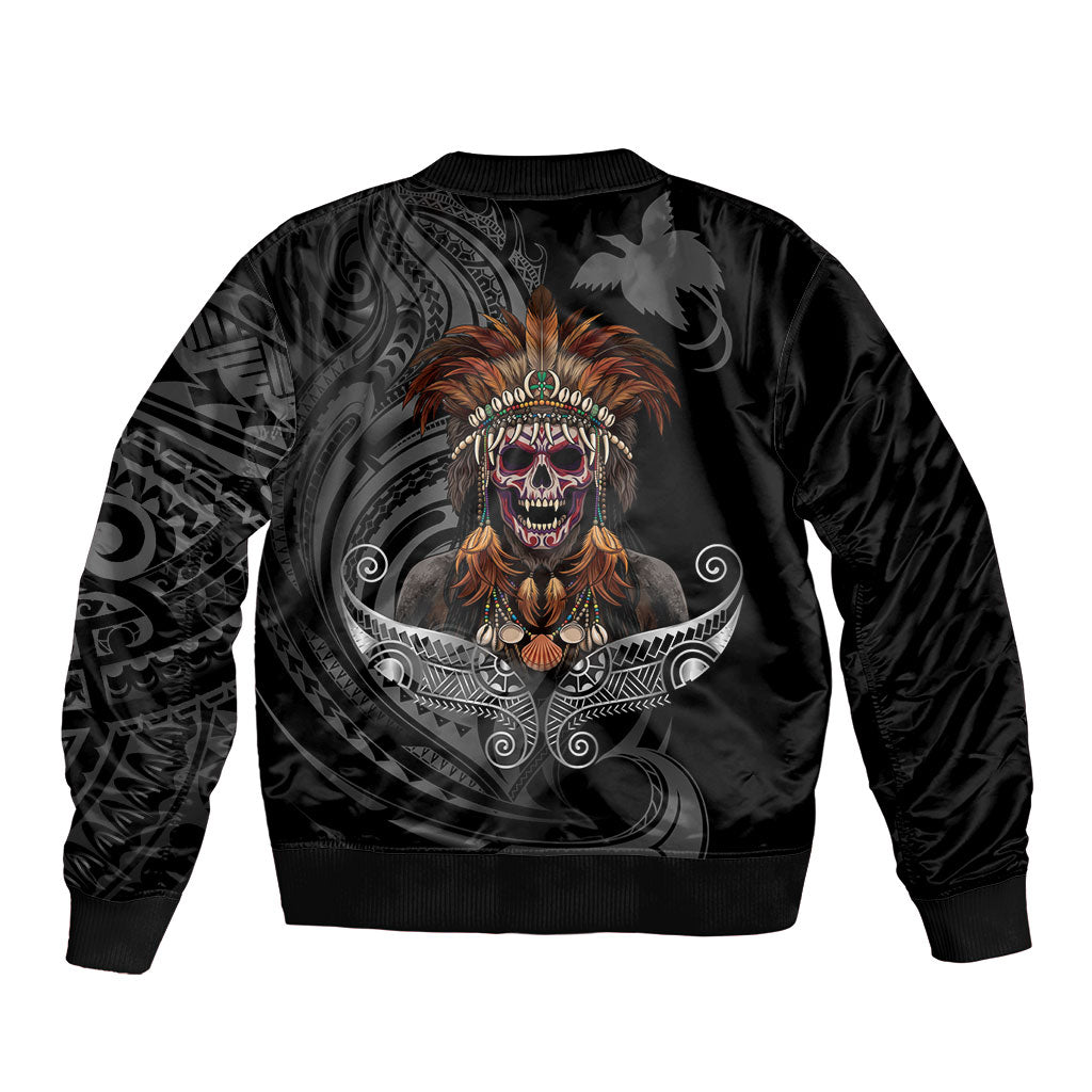 Mokomoko Tribe Eastern Highlands Province Sleeve Zip Bomber Jacket Papua New Guinea Indigenous Pattern LT9 - Polynesian Pride