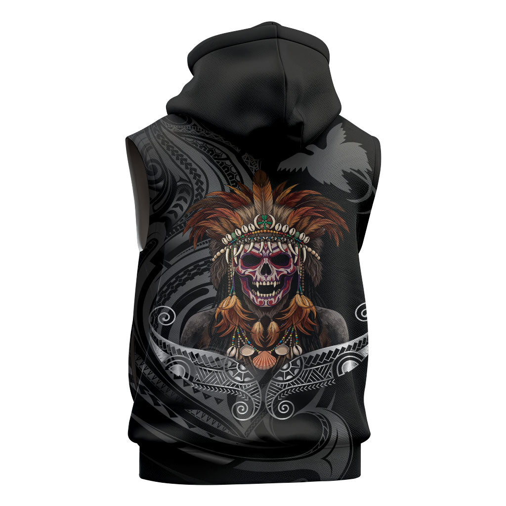 Mokomoko Tribe Eastern Highlands Province Sleeveless Zip Hoodie Papua New Guinea Indigenous Pattern LT9 - Polynesian Pride