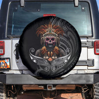 Mokomoko Tribe Eastern Highlands Province Spare Tire Cover Papua New Guinea Indigenous Pattern LT9 Black - Polynesian Pride
